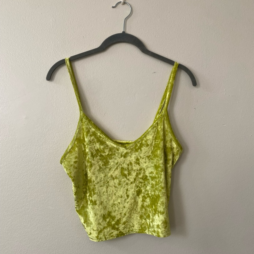 Neon Green Kimchi Blue Crushed Velvet tank size small